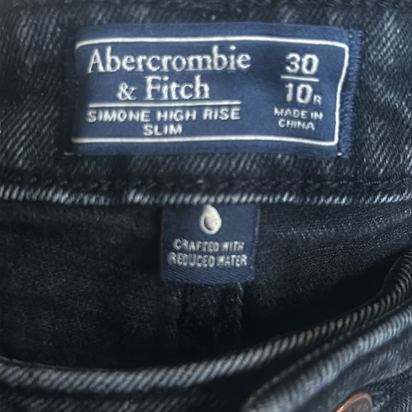 Abercrombie & Fitch Simone High Rise Slim Jeans Raw Hem Ankle Slit Black Size 30 - Picture 8 of 12